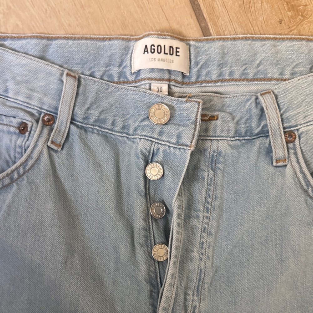 Agolde Women's Light Blue Straight Leg Jeans / E66 - Picture 3 of 5